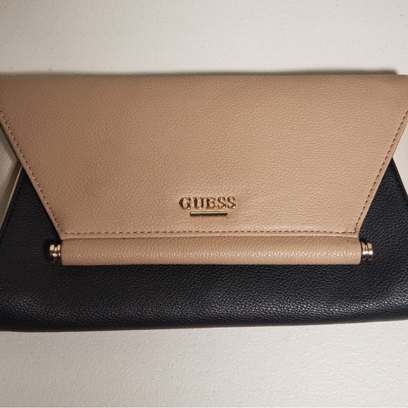 GUESS Two-Tone Black and Tan Clutch - Picture 1 of 4